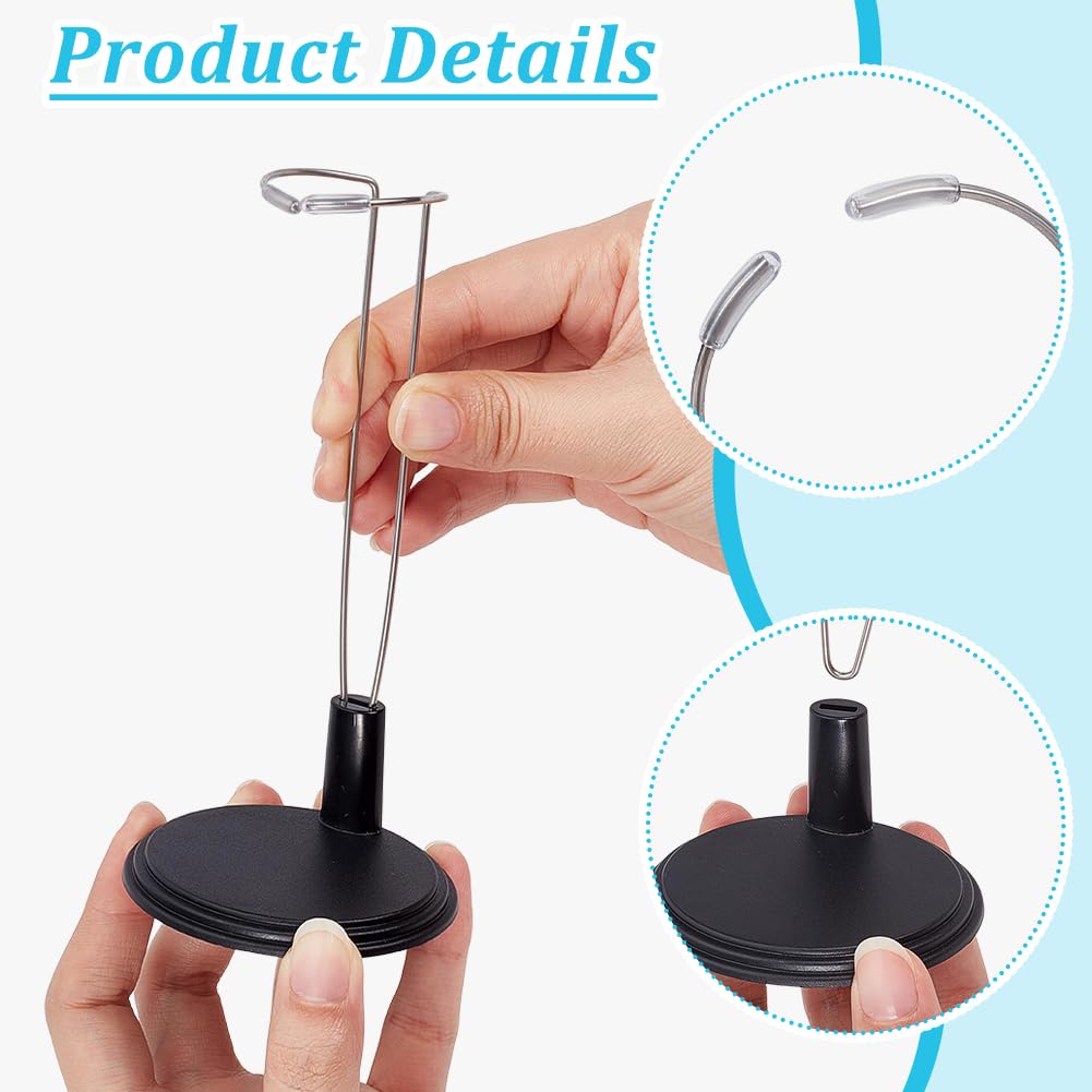UNICRAFTALE 10 Ensembles Support Pour Lightstick Réglable Hauteur 7 9 cm Noir Rack De Rangement Support D'affichage En Plastique Pour Concert Étoile Et Présentation Poupée Mini Base 69.5x61 mm