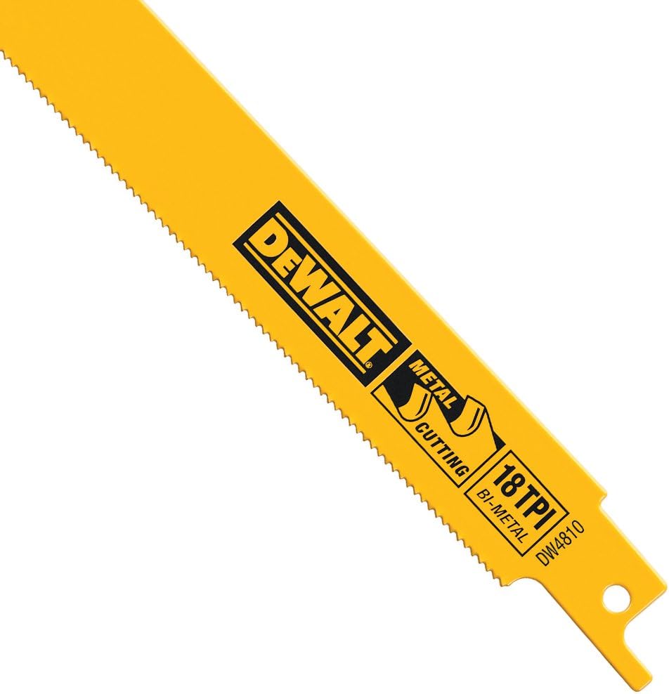DEWALT Reciprocating Saw Blades, Straight Back, 4-Inch, 18 TPI, 5-Pack (DW4810)