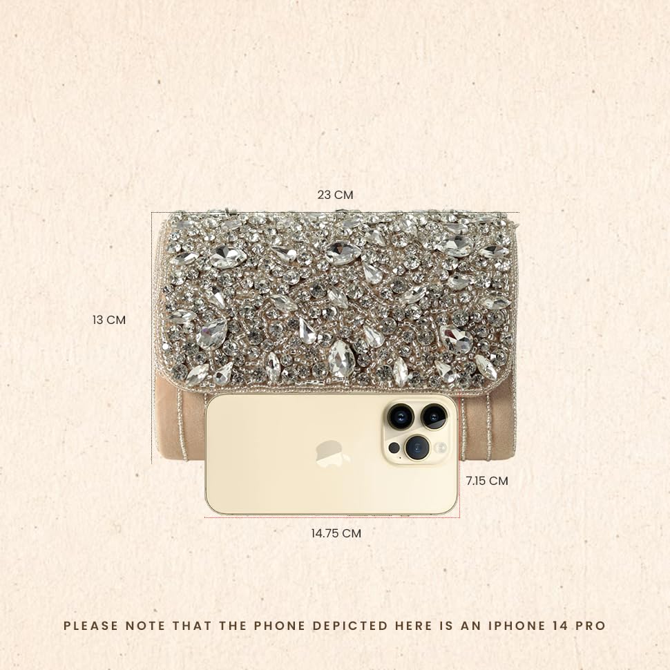 Image of THE TAN CLAN Grace Beige Flap Over Clutches for women Bag for Women- Elegant Evening Handbag, Stylish Purse, Perfect for Parties, and Special Occasions