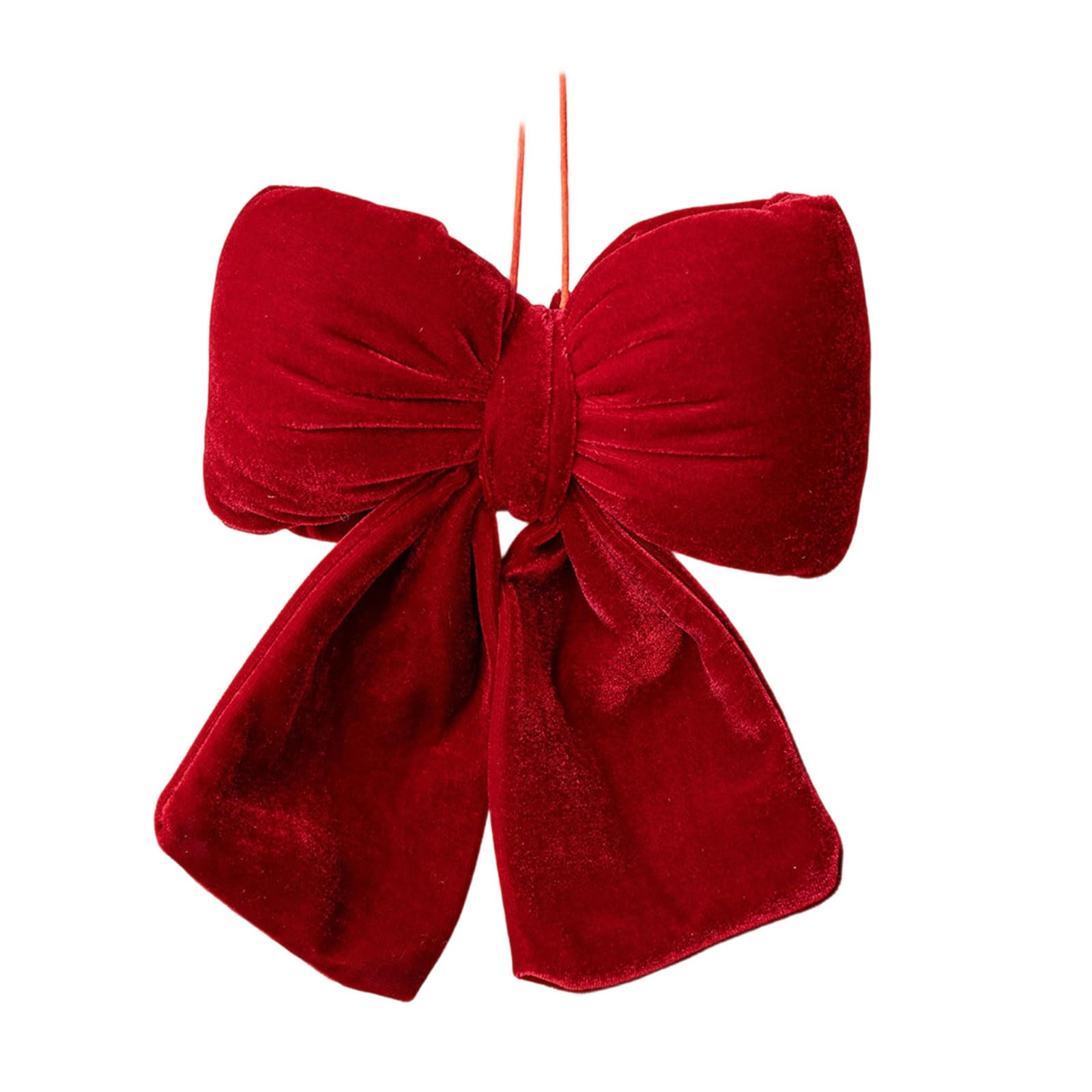Woedpez Velvets Bowknot Ornament with Hanging String Elegant Centerpiece for Mantels Holiday Parties Bow Christmas Decoration