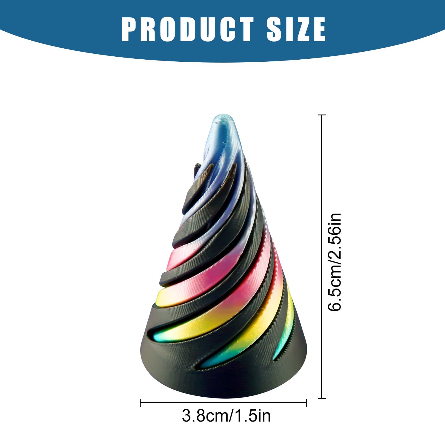 Tabanzhe 3D Printed Spiral Cone Fidget, Pyramid Pass Through Fidget - Image 2