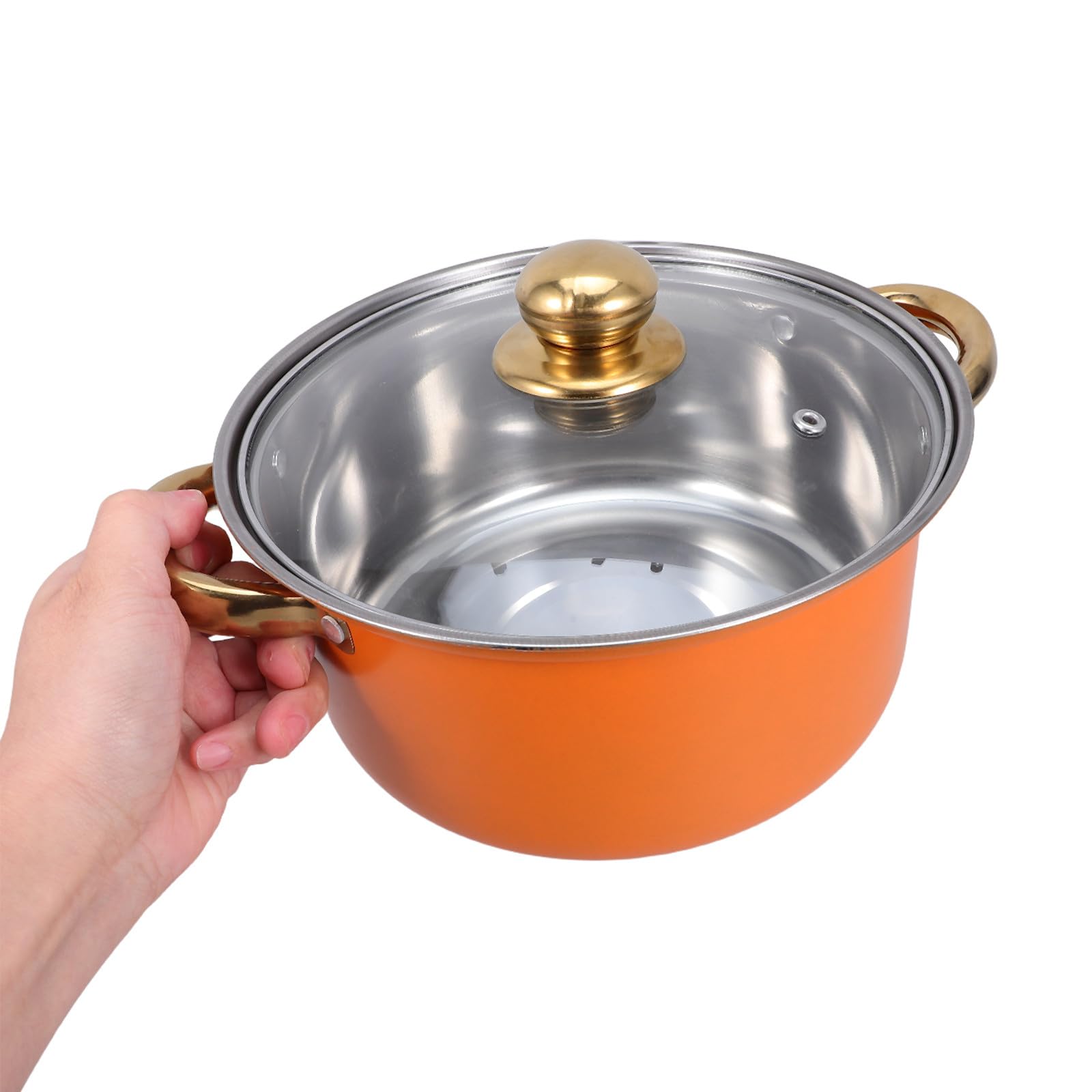 5 set di pentole da cucina: pentole e padelle in acciaio inossidabile, pentola con casseruola e pentola con coperchi in vetro per la maggior parte dei fornelli.