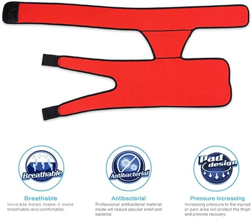 Miniatura 5 de Soporte de compresión de neopreno para alivio del dolor del nervio ciático, isquiotibiales del muslo, cuádriceps, articulaciones, envoltura de ingle
