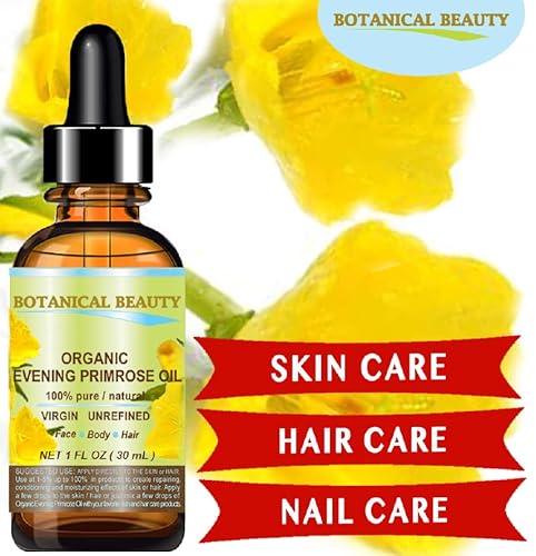 Organic Evening Primrose Oil. 100% Pure / Natural / Undiluted / Unrefined /Certified Organic/ Cold Pressed Carrier Oil. Rich Antioxidant To Rejuvenate And Moisturize The Skin And Hair. 0.5 Fl.oz.- 15 Ml. By Botanical Beauty #TOP2