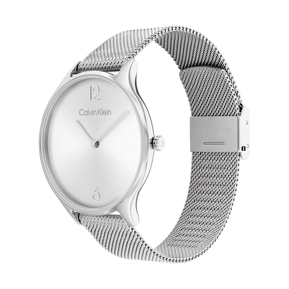 Calvin Klein Orologio Analogico al Quarzo per Donna Collezione Timeless Mesh 38mm con Bracciale in Acciaio Inossidabile a Maglia o in Pelle