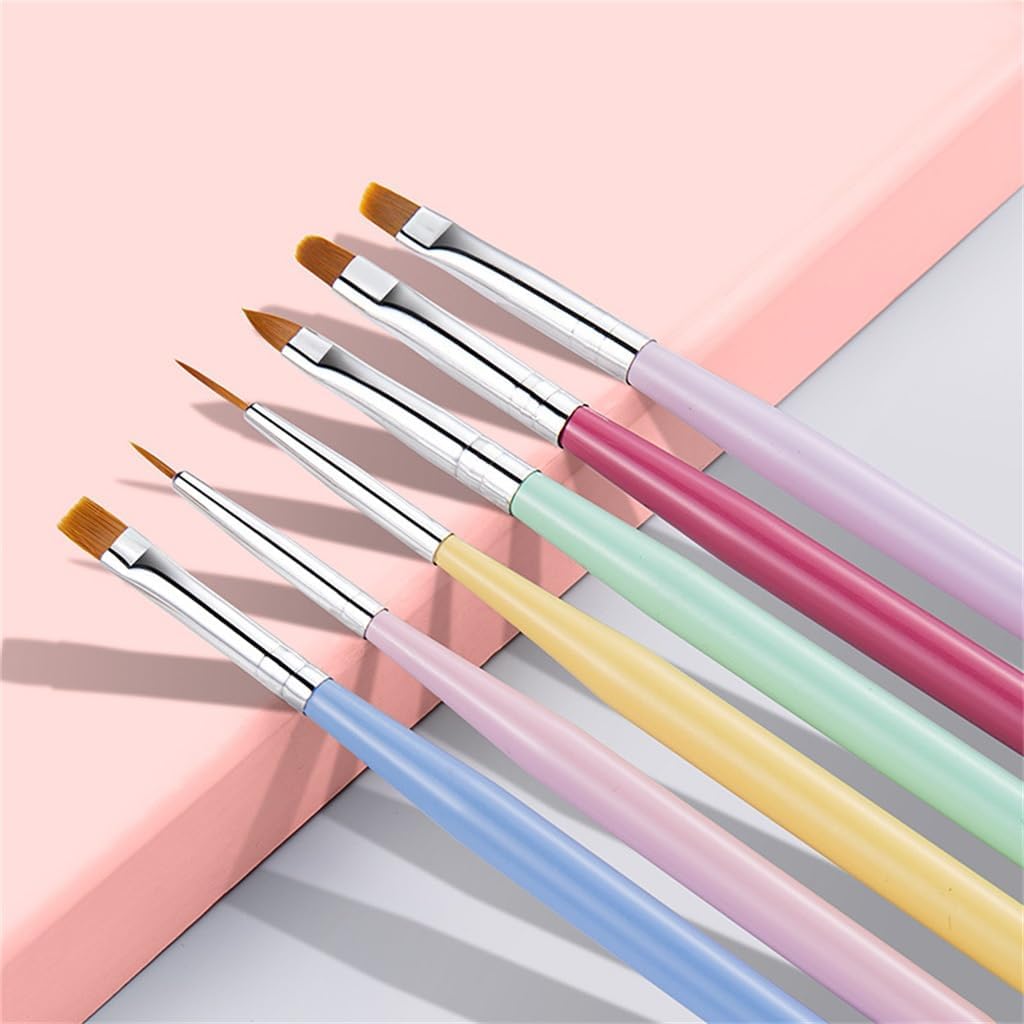 Macaron Colored Wooden Pole 5 Painted Flower Faint Gradient Pen Thread Pen Light Therapy Pen Nail Pen