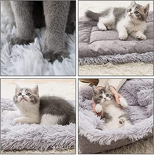 TUAKIMCE Cat Bed for Indoor Cats, 2 in 1 Plush Cat Blanket Cat Cushion Bed Kitten Bed Soft Warm Washable Foldable Sleeping Bag Mat Blanket for Kittens Puppy Cat Small Dog