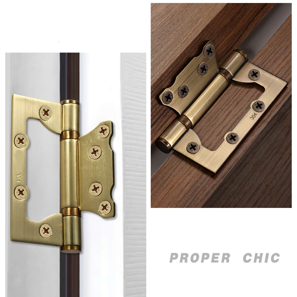 Bisagras de puerta, Bisagras de puerta de acero inoxidable para el hogar Bisagras silenciosas con rodamiento de bolas con tornillos, 100 mm de longitud, Negro