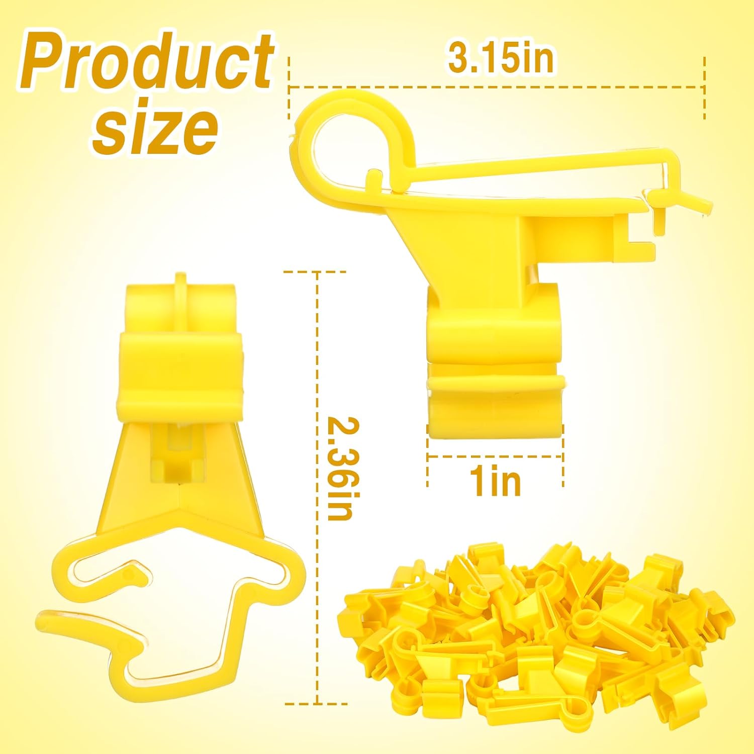 Chunful 100 Pcs T-Post Poly Tape Insulator Large Snap T-Post Holding Electric Fence Insulator for Farm Fence (Yellow)