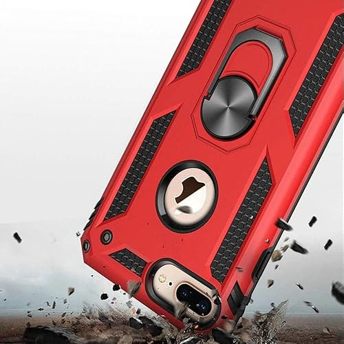 Miniatura 3 de KKRD - Funda para teléfono compatible con iPhone 8 PlusiPhone 7 Plus, con protección contra golpes, anillo de soporte, color rojo