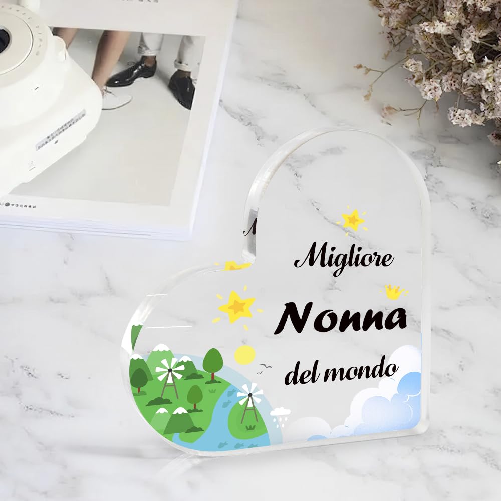 Hisxierng Regalo Natale Per Nonna Cuore in Acrilico Regalo Nonni Natale Regalo Nonna Natale Regalo per Nonna Regalo Natale Nonni Regalo per Nonni Regalo Nonna Compleanno Regalo per La Nonna