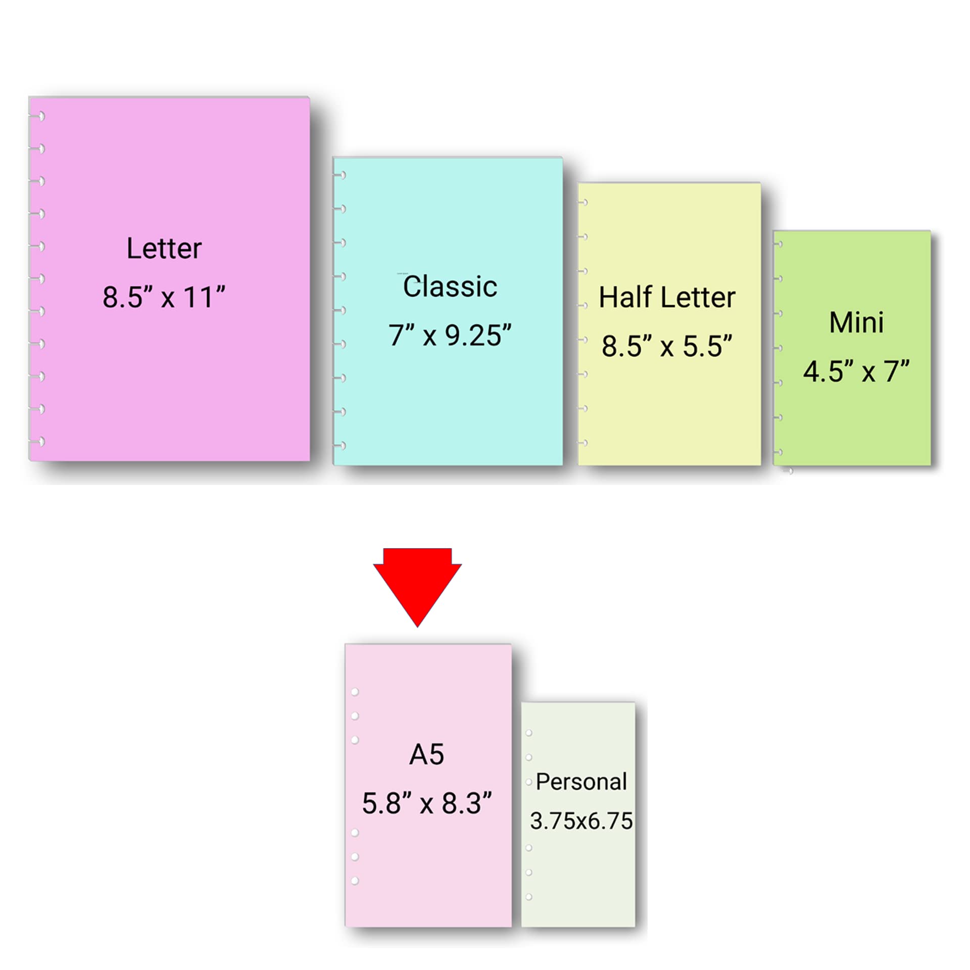 Wkład A5 do planerów pierścieniowych i notebooków, pasuje do Filofax, Kikki K, Recollection, Carpe Diem, 6-pierścieniowego segregatora, (planer nie jest dołączony) (żółty (pusty))