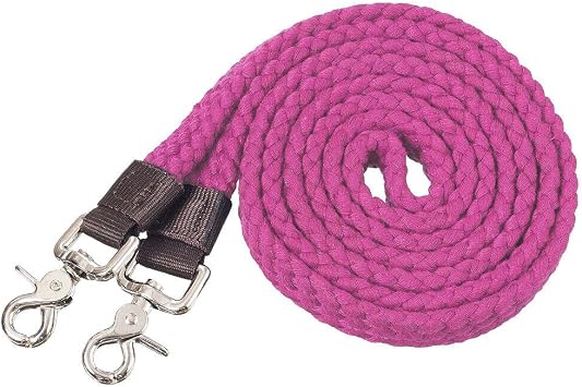 Tough 1 Flat Cotton Roping Reins 7ft Pink