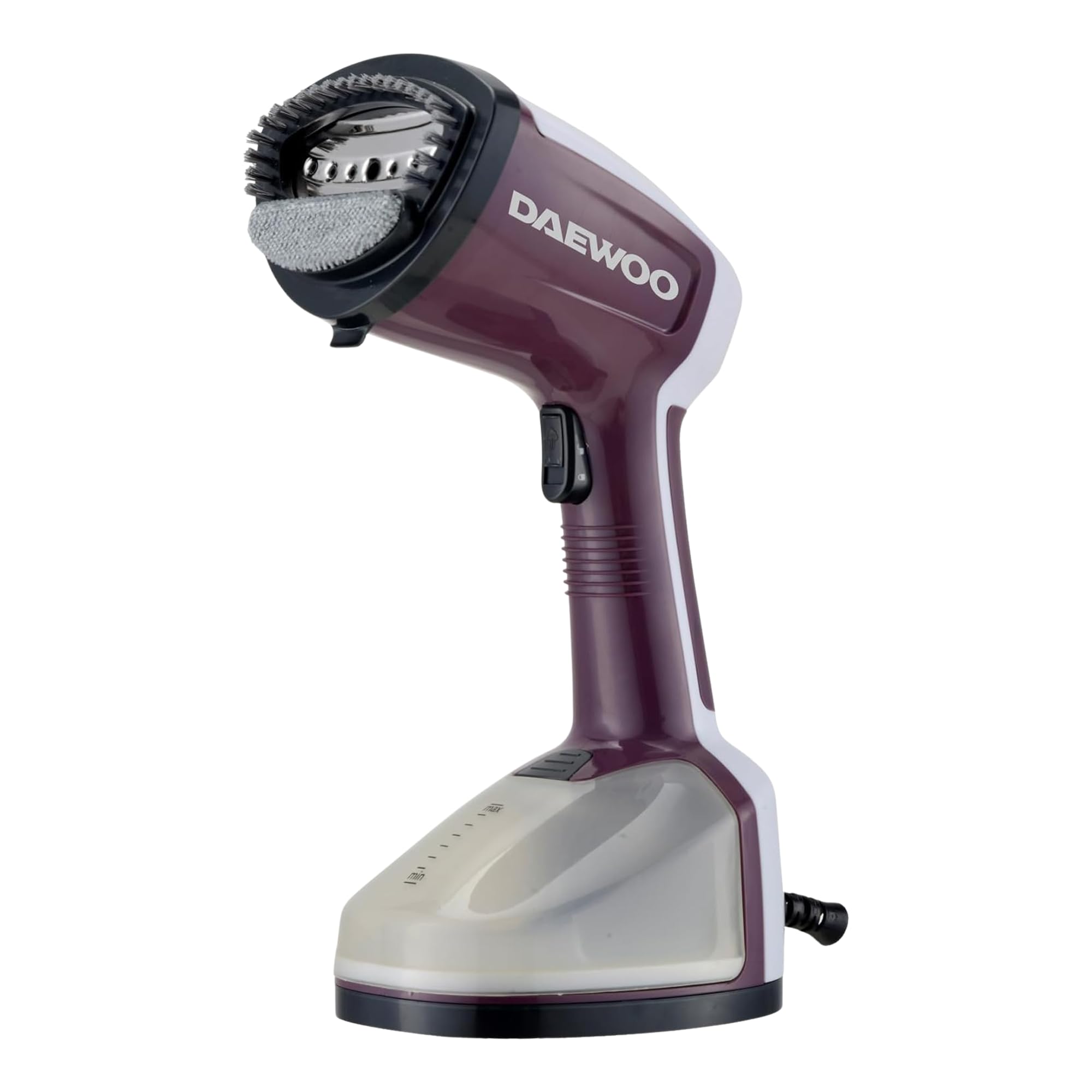 Daewoo Garment Steamer – Portable Handheld Garment And Clothes Steamer, Stainless Steel Panel With Cloth And Lint Brush, 350ml Capacity, 1200W – DGS 8380 – Blue – 2 Years Warranty Maroon Handheld Garment Steamer