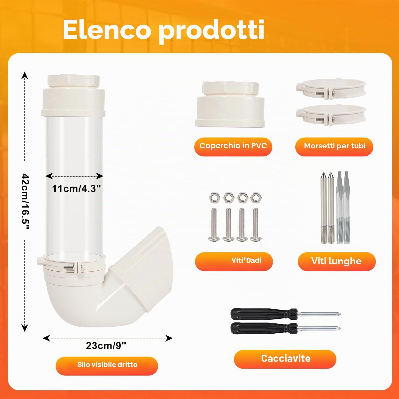 Mangiatoia Automatica per Polli, Tubo in Pvc da 4 Litri Alimentatore per Pollame Visibile e Senza Sprechi per Polli, Anatre, Tacchini e Oche