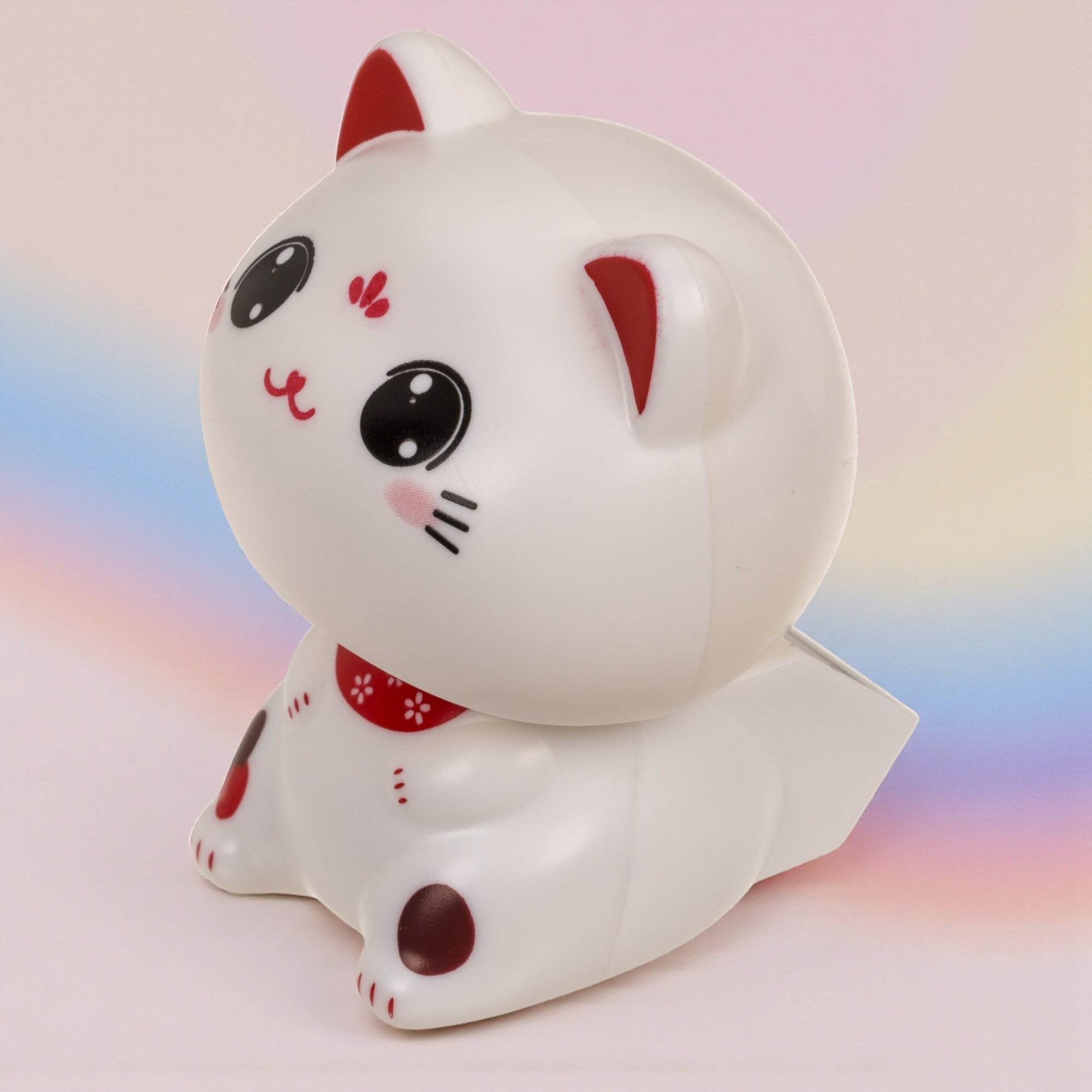 MIJOMA Figura oscillante a energia solare - Figura snodabile con cella solare, in plastica, 10 cm di altezza, nessuna batteria necessaria, per davanzali, auto e luoghi soleggiati (gatto Kawaii)