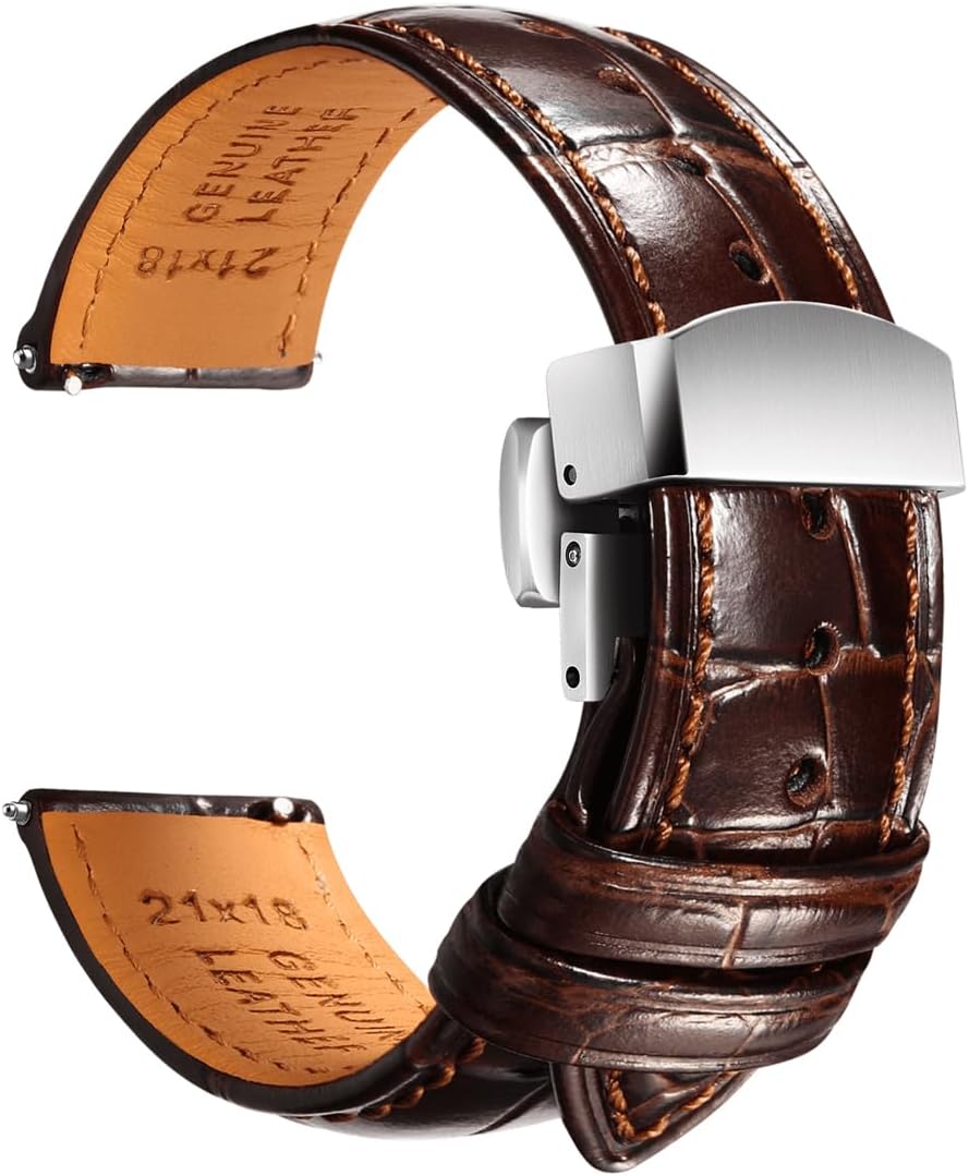 Leather Watch Bands for Men, Quick Release Watch Straps, Luxury Italian Alligator Grain Embossed Band Replacements 19mm 20mm 21mm 22mm