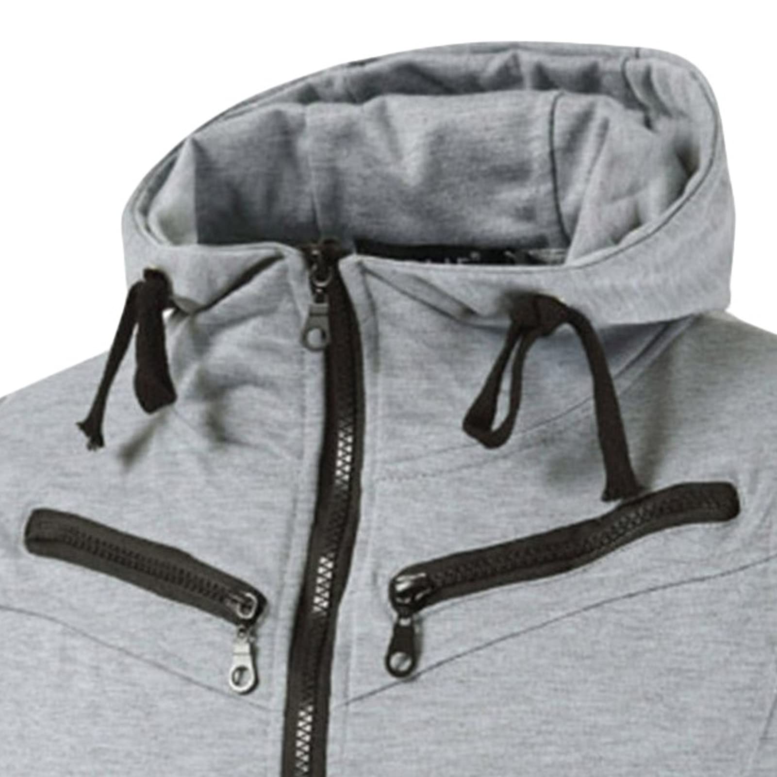 Maiyifu-GJ Men Sleeveless Zip-up Hoodie Vest Lightweight Workout Hoodies Tank Tops Drawstring Slim Fit Hooded Vest Blouse (Light Grey,4X-Large)