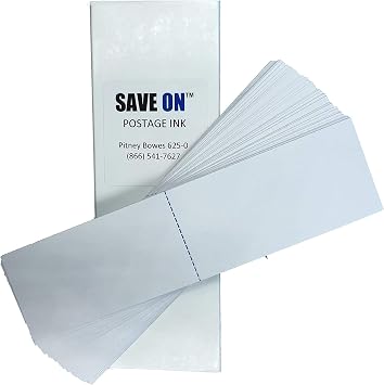 Pitney Bowes 625-0 Compatible Postage Meter Tape Strips, 300 Per Box, 7 x 1-3/4 in Perforated Double Postage Meter Labels, White Adhesive Paper for SendPro C Auto, DM300 & DM400 Series