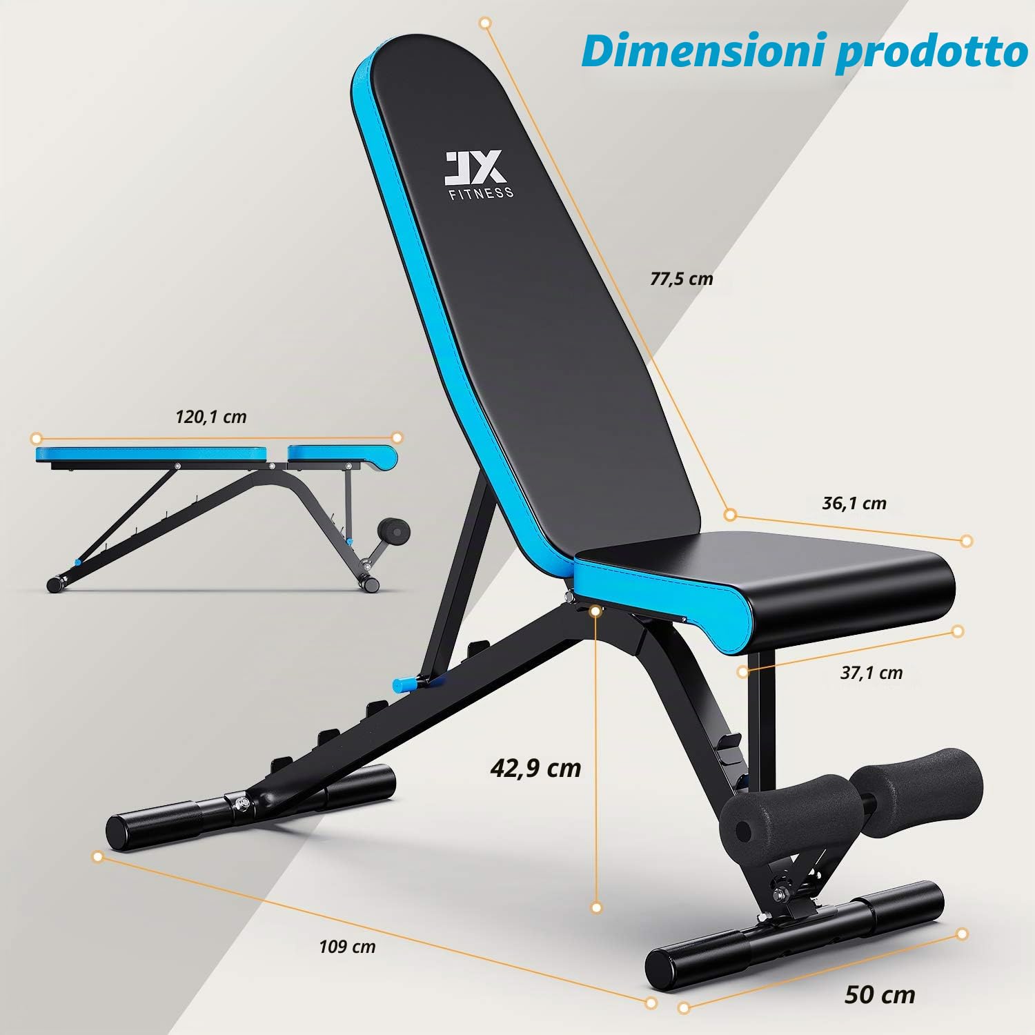 JX FITNESS Panca Manubri Multifunzione Regolabile Panca Allenamento Casa Tavola Supina Pieghevole Panca Pesi Palestra