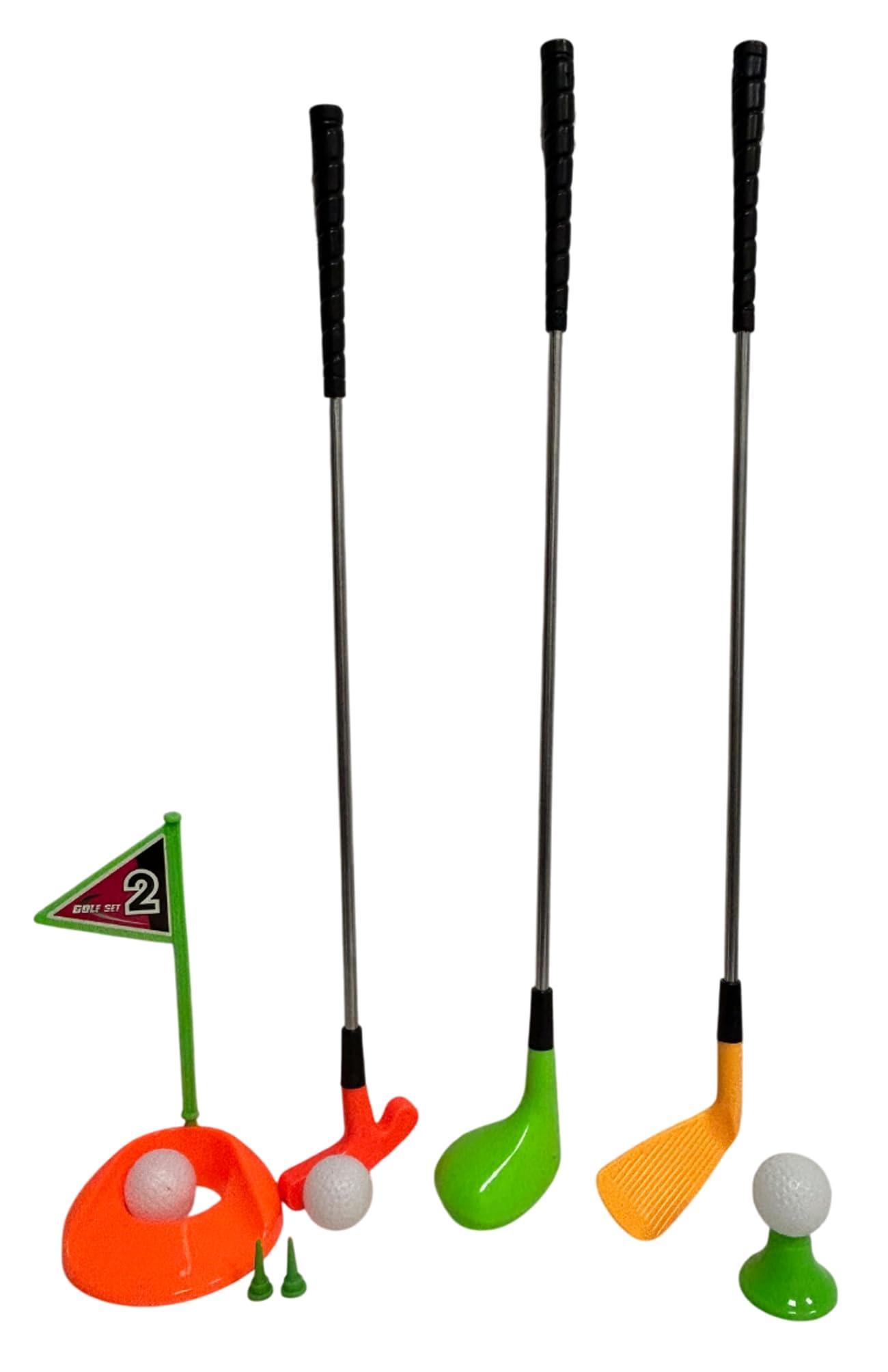 Golf Bambini Set Gioco 3 Mazze in Metallo 3 Palline Buca con Bandierina 2 Tee 1 Tee Shot Gioco Golf Giochi Bambini Interno Esterno Giochi da Giardino per Bambini Golf Giochi All'Aperto Set Mini Golf