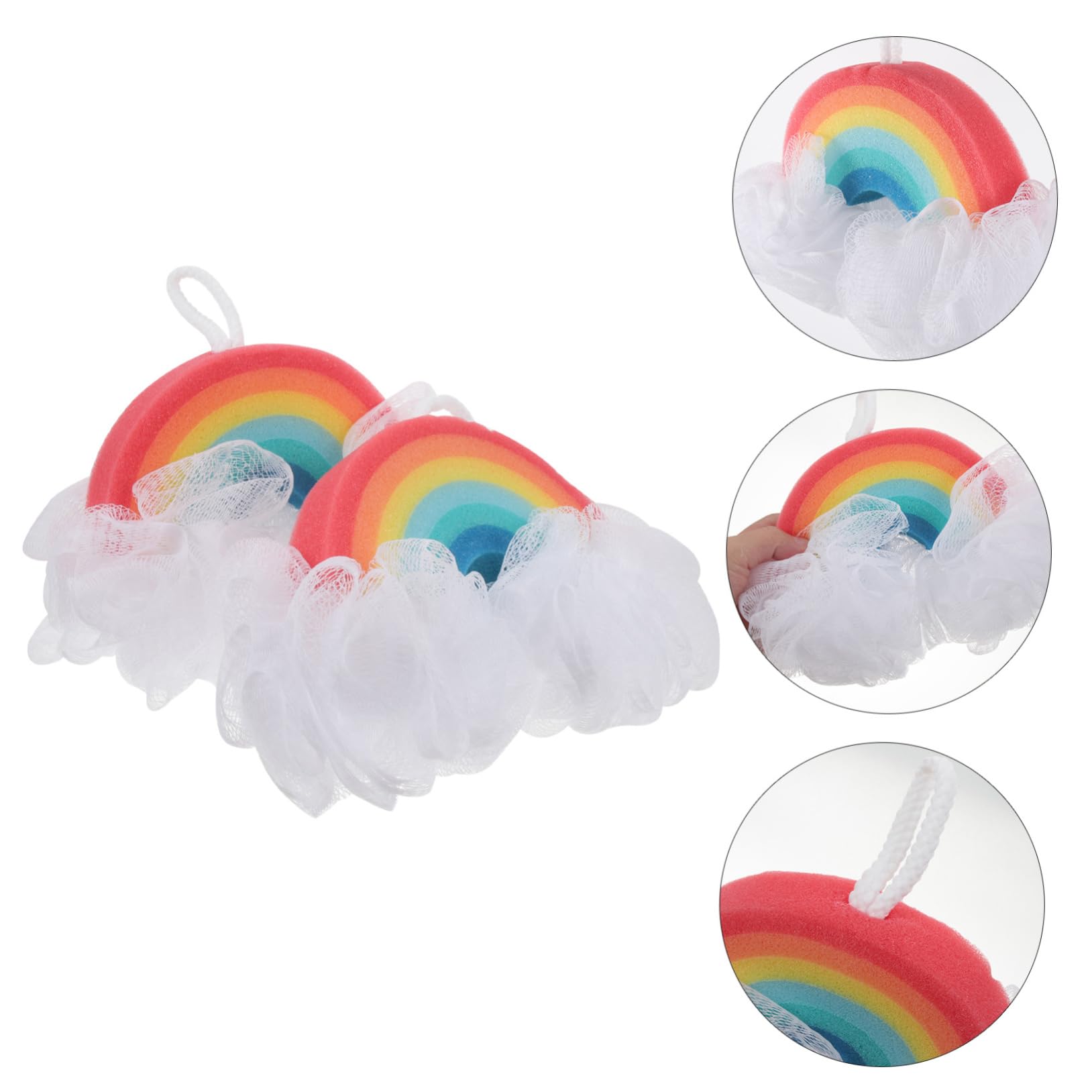 Anneome Spugna da Bagno Arcobaleno 2 Pezzi, Spugna Esfoliante Morbida per Bambini, Scrub Delicato Corpo per Bagno e Doccia, Materiale Confortevole e Portatile, per Pelle Sensibile