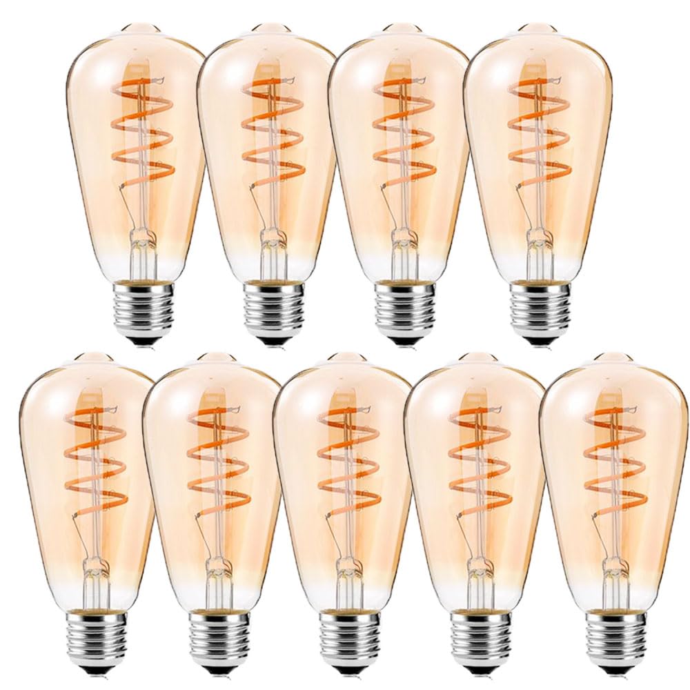 9er E27 4W ST64 LED Edison Vintage Filament Nicht Dimmbare Röhrenlampe (40W Halogenbirne Äquivalent) E27 Retro Röhre 400LM Warmweiß 2200K Decorative Edison Lamp