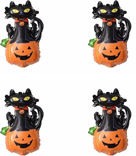 Miniatura 1 de Globos de Halloween para decoraciones de fiesta de Halloween, 4 globos de papel de aluminio de Halloween, regalos de bruja, gato, calabaza,