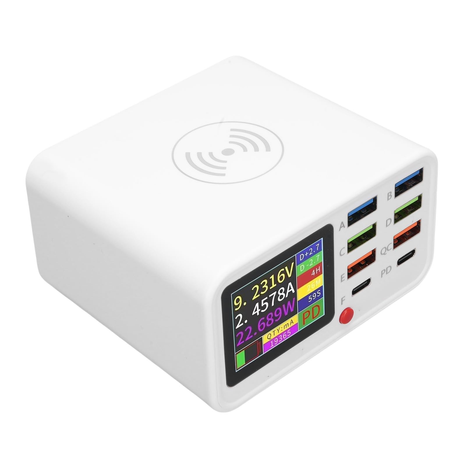 Rosvola Estación de Carga de 8 Puertos para Múltiples Dispositivos, Bloque de Cargador de Pared de 65 W, Concentrador de Carga USB, Torre de para Tabletas, Teléfonos Inteligentes, Uso en Oficina en