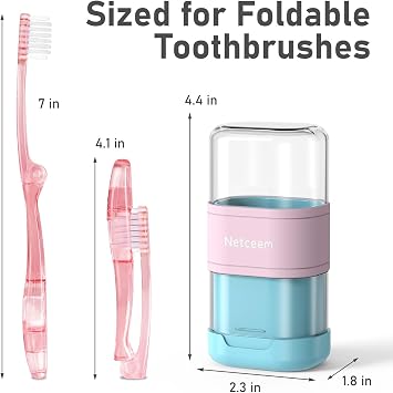 Toothbrush Travel Case Kit,Portable Folding Tooth Brush Holder and Toothpaste Cover Container with Mouthwash Cup, Oral Clean Tools Organizer for Traveling, Bathroom, Camping, Business Trip(1Pack)