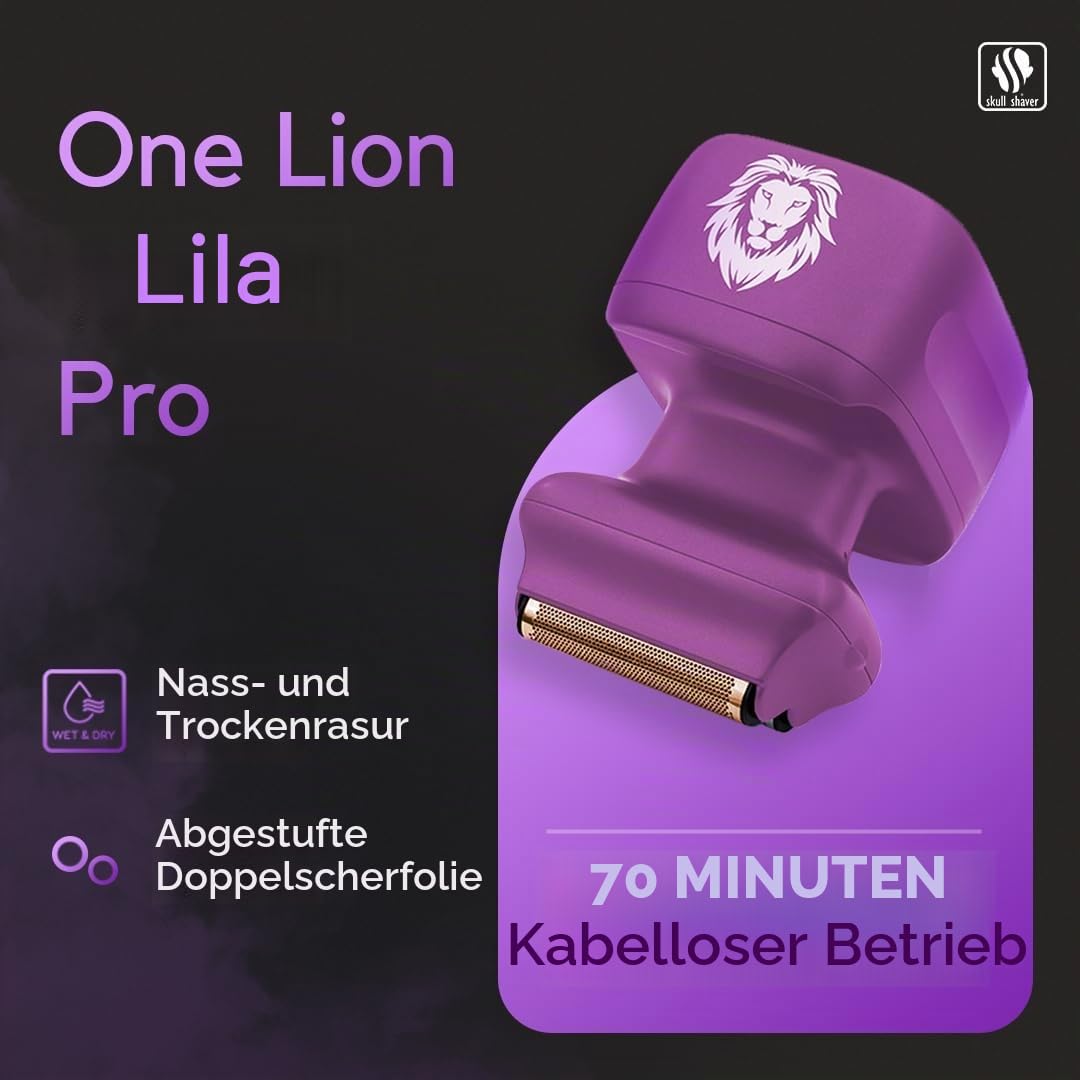 Skull Shaver One Lion Purple Pro Rasierer für Frauen - Einfache Haarentfernung - Elektrorasierer mit gestufter Doppelfolientechnologie | Einfache Haarentfernung, Elektrorasierer mit gestufter Doppelfolientechnologie, Für Frauen
