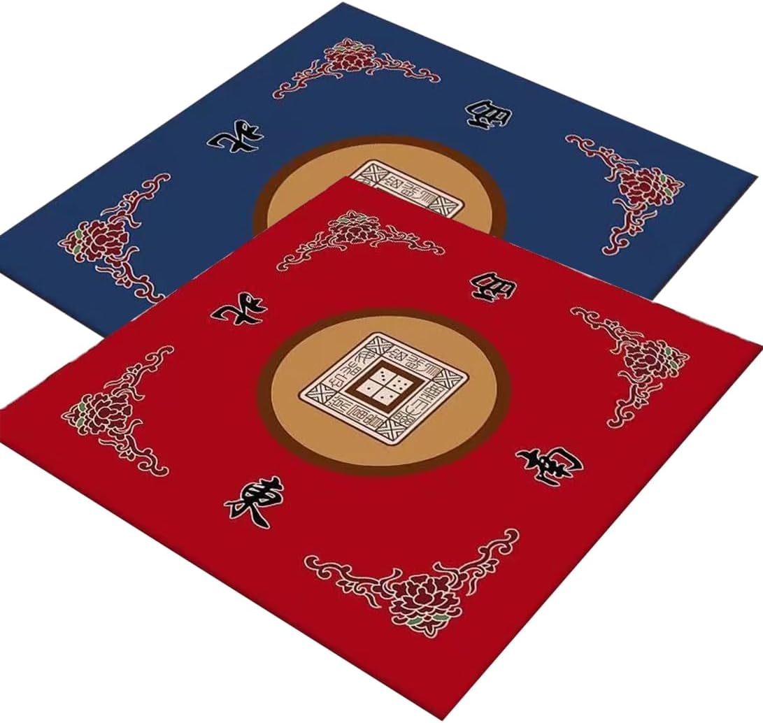 Mahjong Table Mat, Anti Slip Noise Reduction Table Cover for Mahjong Wear-Resistant Board Game Mat Mahjong Table Mat for Poker, Card Games 31.5 x 31.5 in Blue, standard