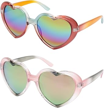 2pcs Heart Shaped Sunglasses for Women Party Beach