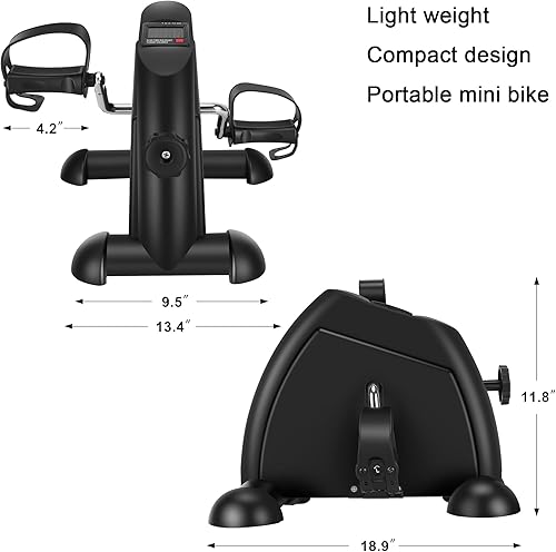 Miniatura 7 de Ejercitador de pedales, mini bicicleta de ejercicio para ejercicio de recuperación de piernas y brazos con monitor