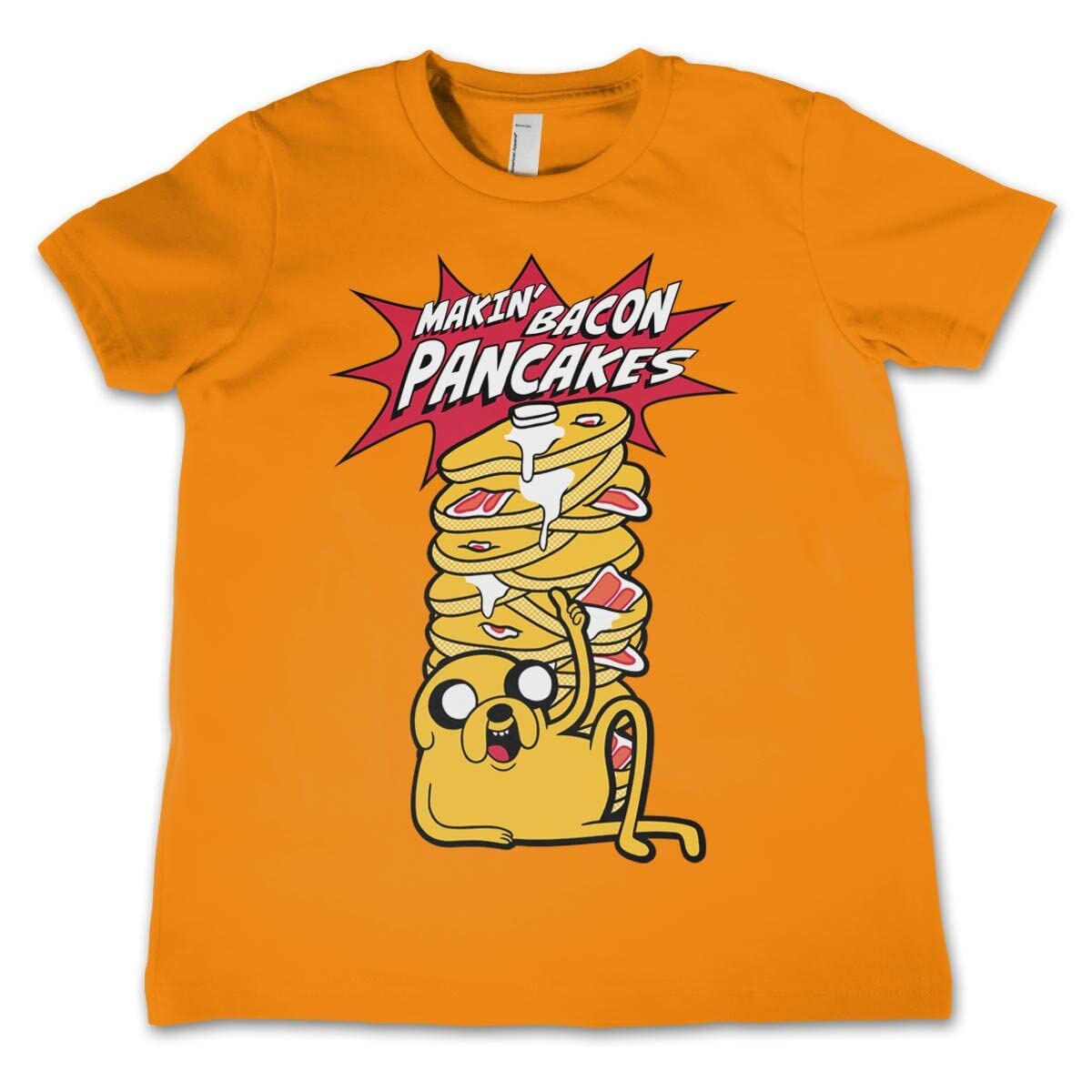 Adventure Time Officially Licensed Makin' Bacon Pancakes Kids T-Shirt (Orange), 12 Years