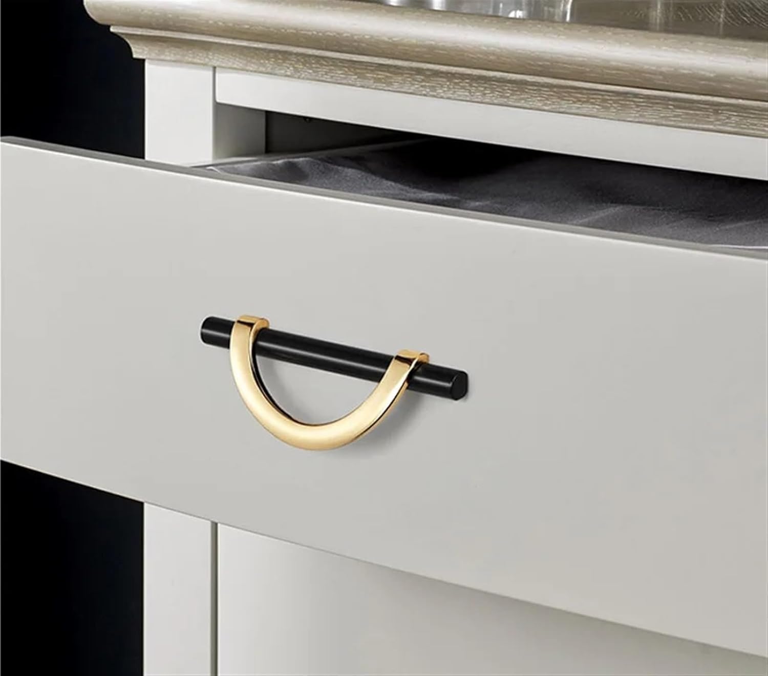 Closet Dressers Cabinet Handle Wardrobe Kitchen Cupboard Luxury Cabinet Door Handles Drawer Pulls Furniture Handles 2Pcs(Black Gold96mm)