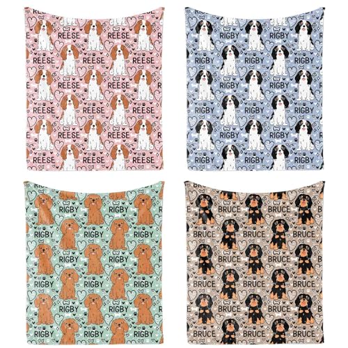 Custom Cavalier Throw Blanket with Name - Dog Gift