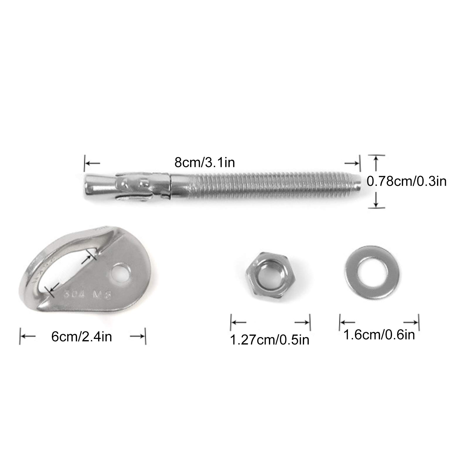 Alomejor Boulon d'escalade M8 Vis d'ancrage en Acier Inoxydable pour Escalade et aménagement de Falaise