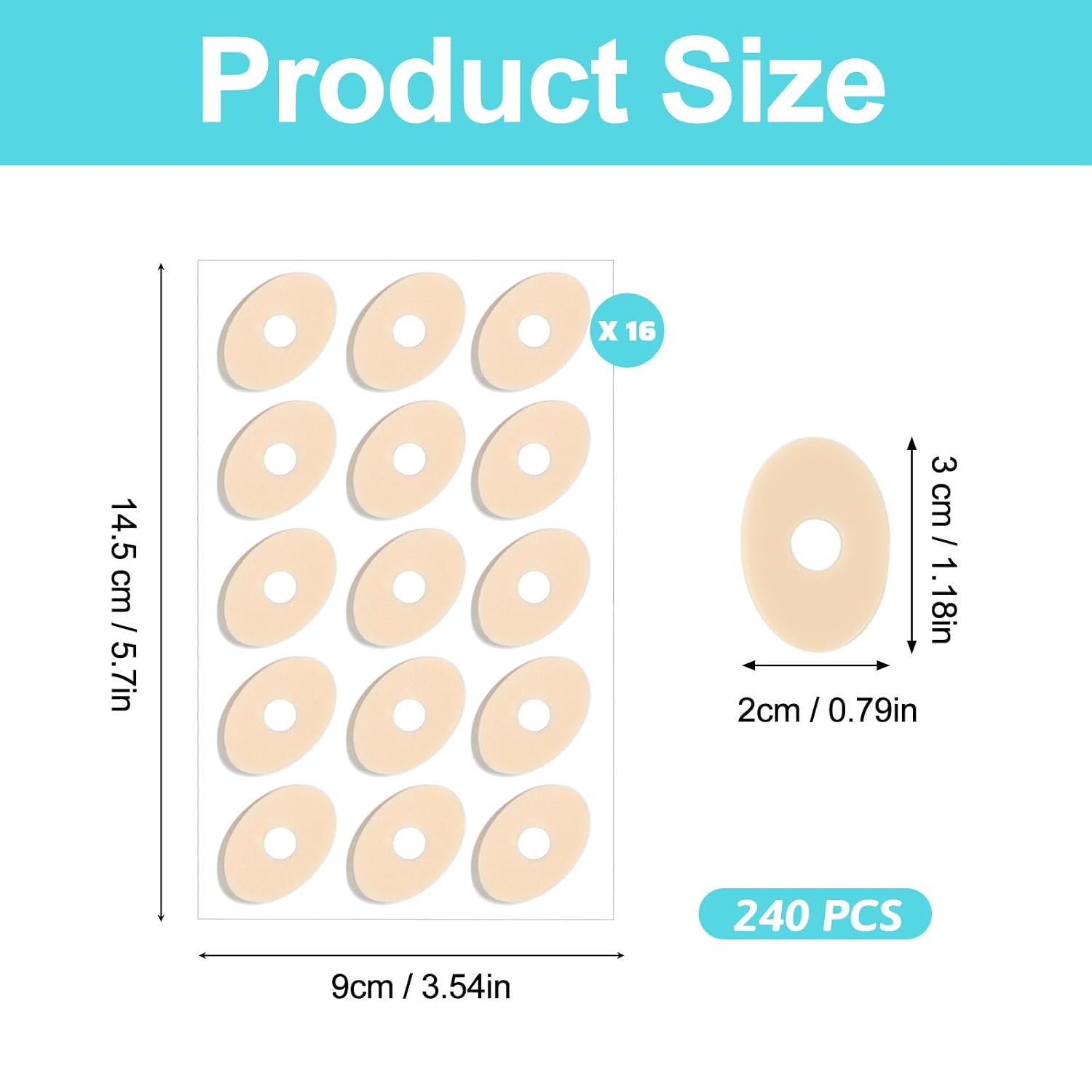 240pcs Corn Cushions for Feet, Latex Foam Corn Pads for Toes, Callus Cushions with Self-Adhesive Foot Care, Skin Color, Relief Pain, Pressure and Friction from Shoes