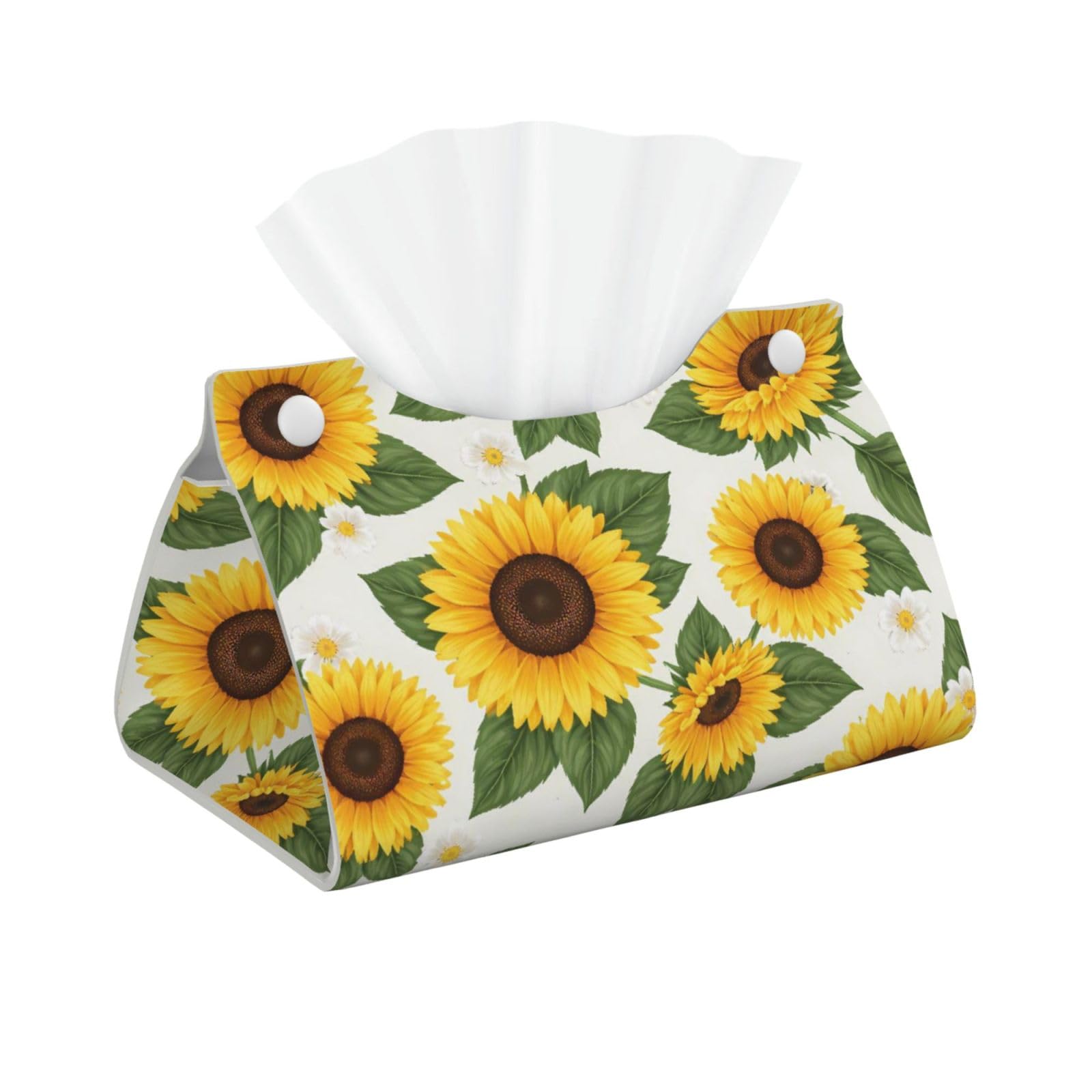 Floral Sunflower White Long Tissue Box Cover Holder Home Decor Aesthetic 7.87'' x 5.12'' x 0.98''