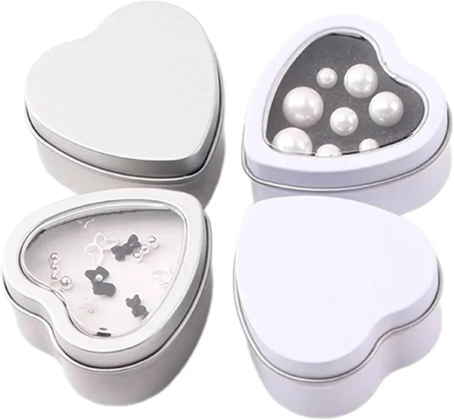 Candle Jars 30Pcs Heart-Shape Metal Jars Empty Tinplate Box for DIY Making Candle Cream Cosmetic Storage Containers(Silver)