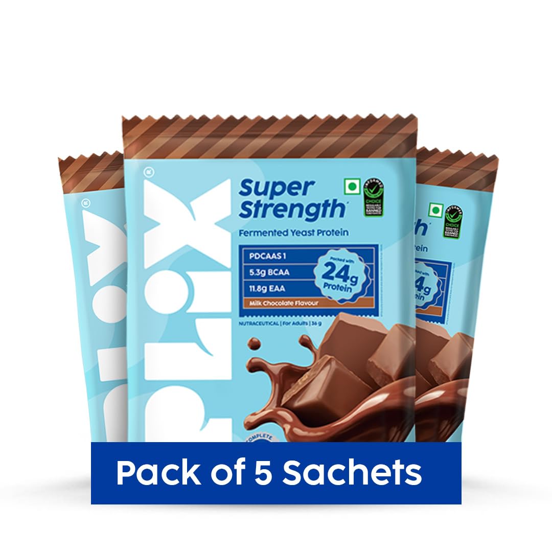 PLIX THE PLANT FIX Super Strength Fermented Yeast Protein | Pack of 5 Milk Chocolate Flavour| (36gm Each)| 24g Protein/Serve |-picture-42