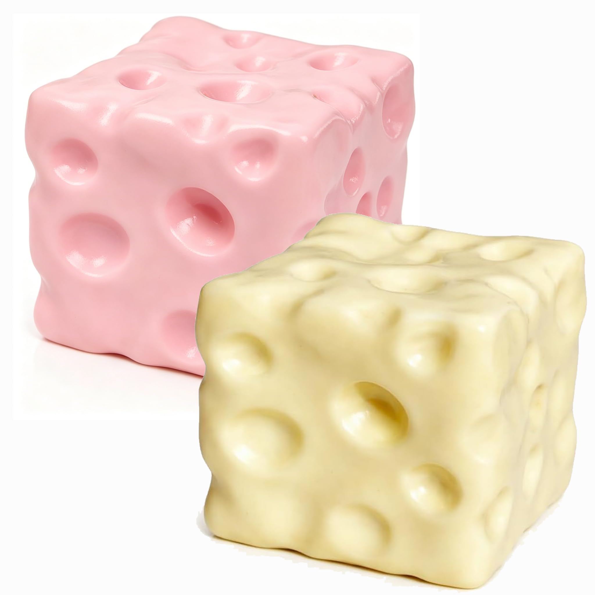 Pink Cheese Squishy Toys – Squeeze Luck Cheese Squishy, Cute Sensory Toy for Kids & Adults,Soft Novelty Slow Rising Sensory Cheese Stress & Anxiety Relief Fidget Toys (Pink & Yellow, L-(7cm))