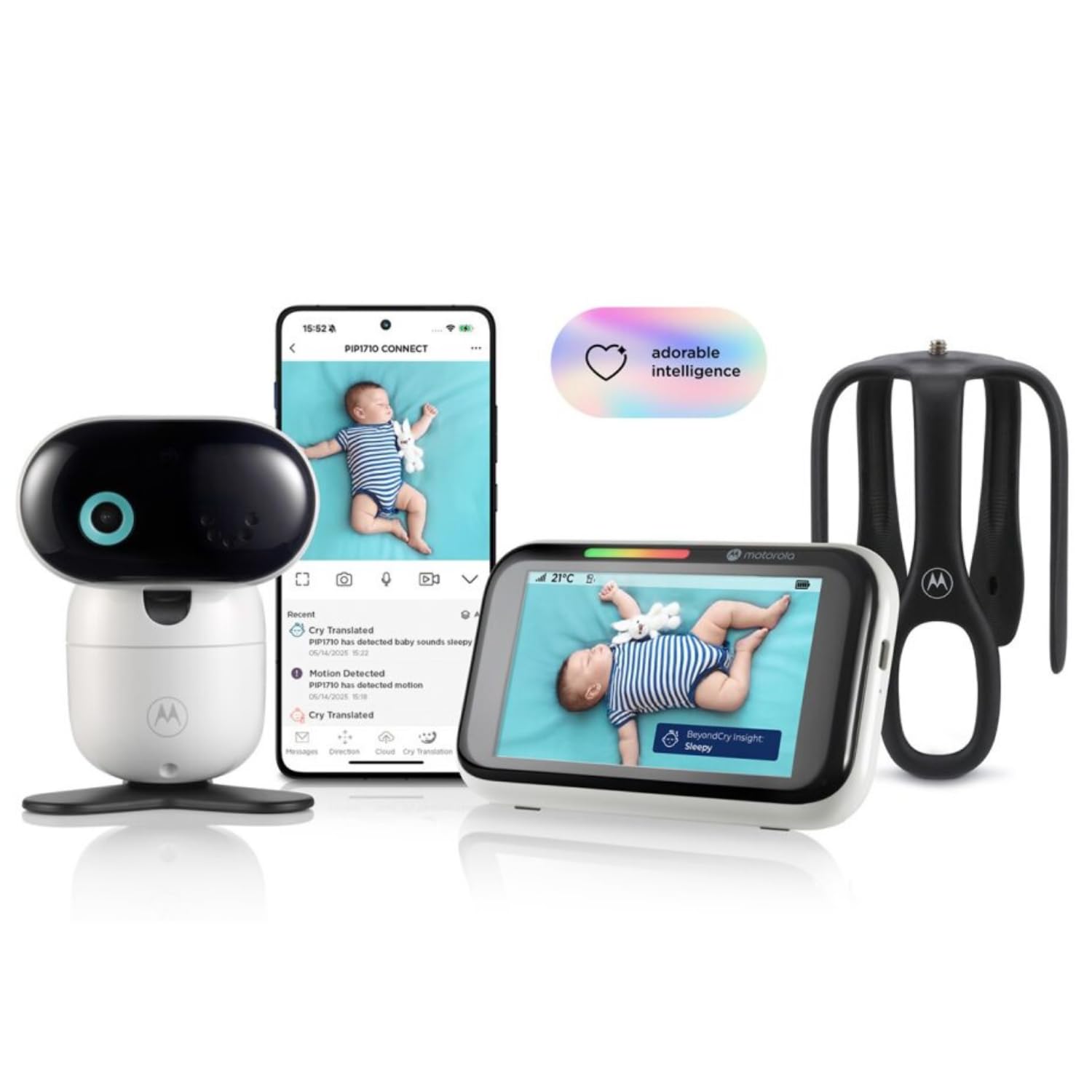 Motorola Nursery PIP1710 Connect – Wi-Fi Baby Monitor with Motorized HD Camera and 5" Touch Screen | Cry Detection and Translation, Motorola Baby App, Night Vision, Cradle Mount