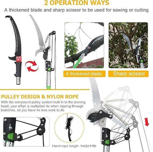 image for Likeem 30 Feet Tree Pole Pruner Manual Branches Trimmer Tree Branch Ga