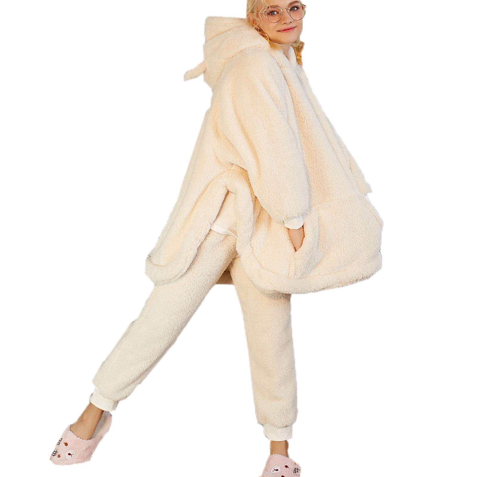 Pyjama d'hiver pour dames en polaire corail chaude et douce taille L