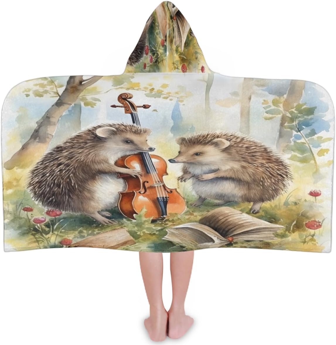Pardick Kids Bath Towel Wild Hedgehog Beach Towel with Hood Pool Cover Up for Girls Boys Soft Absorbent Hooded Bath Towel Toddler Towels for Beach, Pool