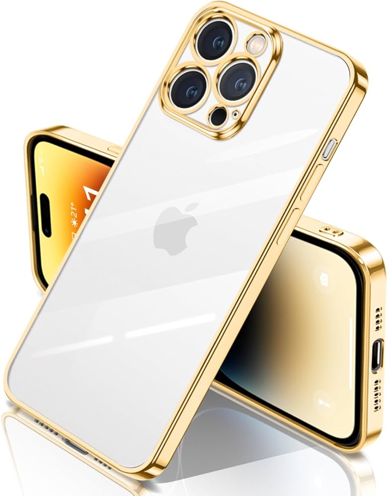 ✳️ iPhone14 Pro スマホケース スマホカバー ゴールド 透明 クリア