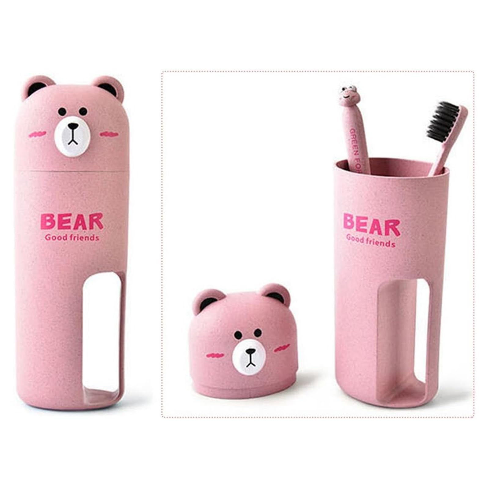 Photo 1 of whatRUeed Travel Toothbrush Holder & Toothbrush Set - Pink