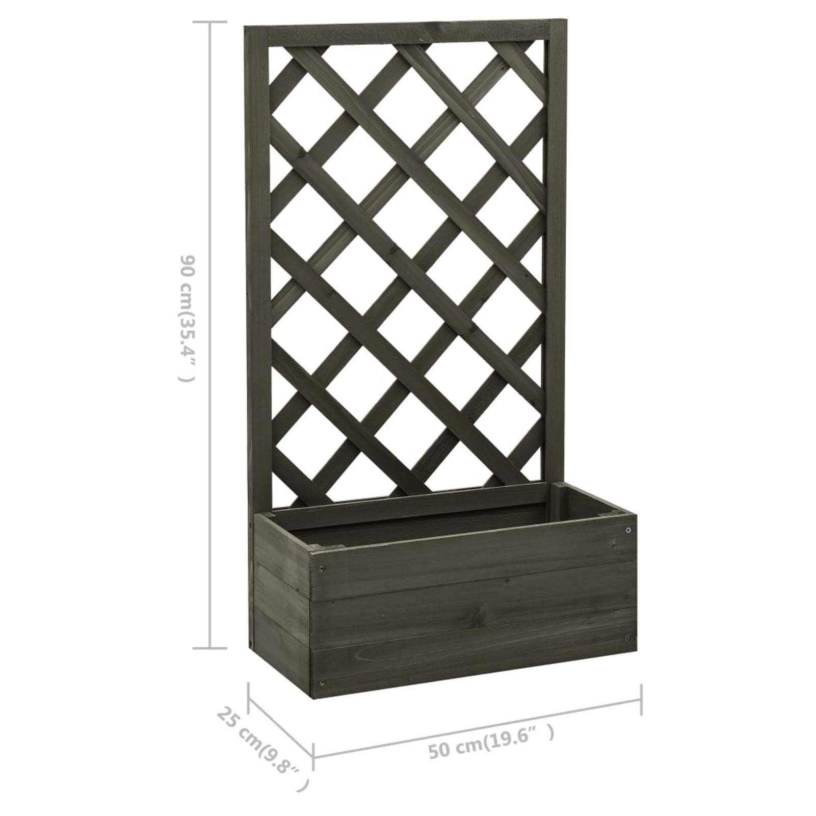 Jardinière avec treillis pour plantes grimpantes, entrée extérieure, balcon, terrasse, parterre surélevée, jardinière d'escalade Gris foncé, 50 x 25 x 90 cm